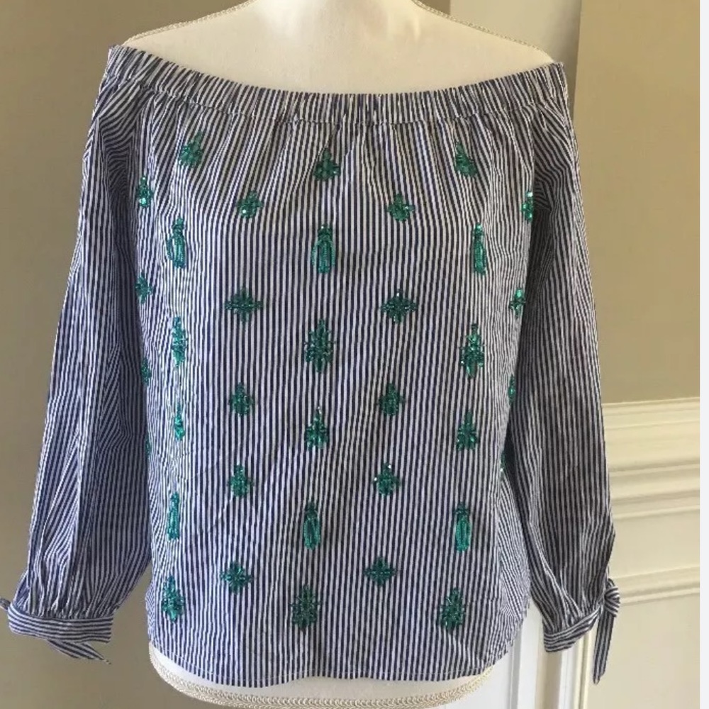 J. Crew Off-The-Shoulder Embellished Top - Picture 9 of 10